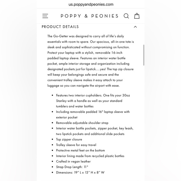 Poppy & Peonies Go Getter Tote Bag in Berry + Matching Tech Case - Both Like New - Picture 12 of 16